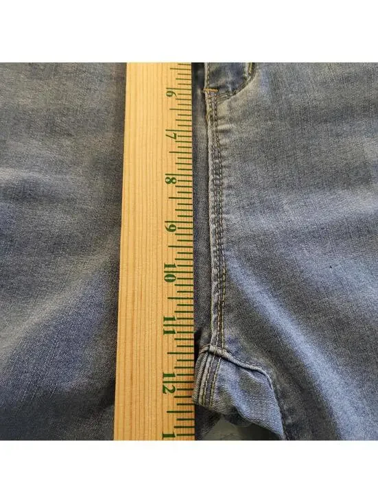 women's blue high-rise straight ankle jeans medium wash unique raw-edged hem XL - Picture 9 of 9